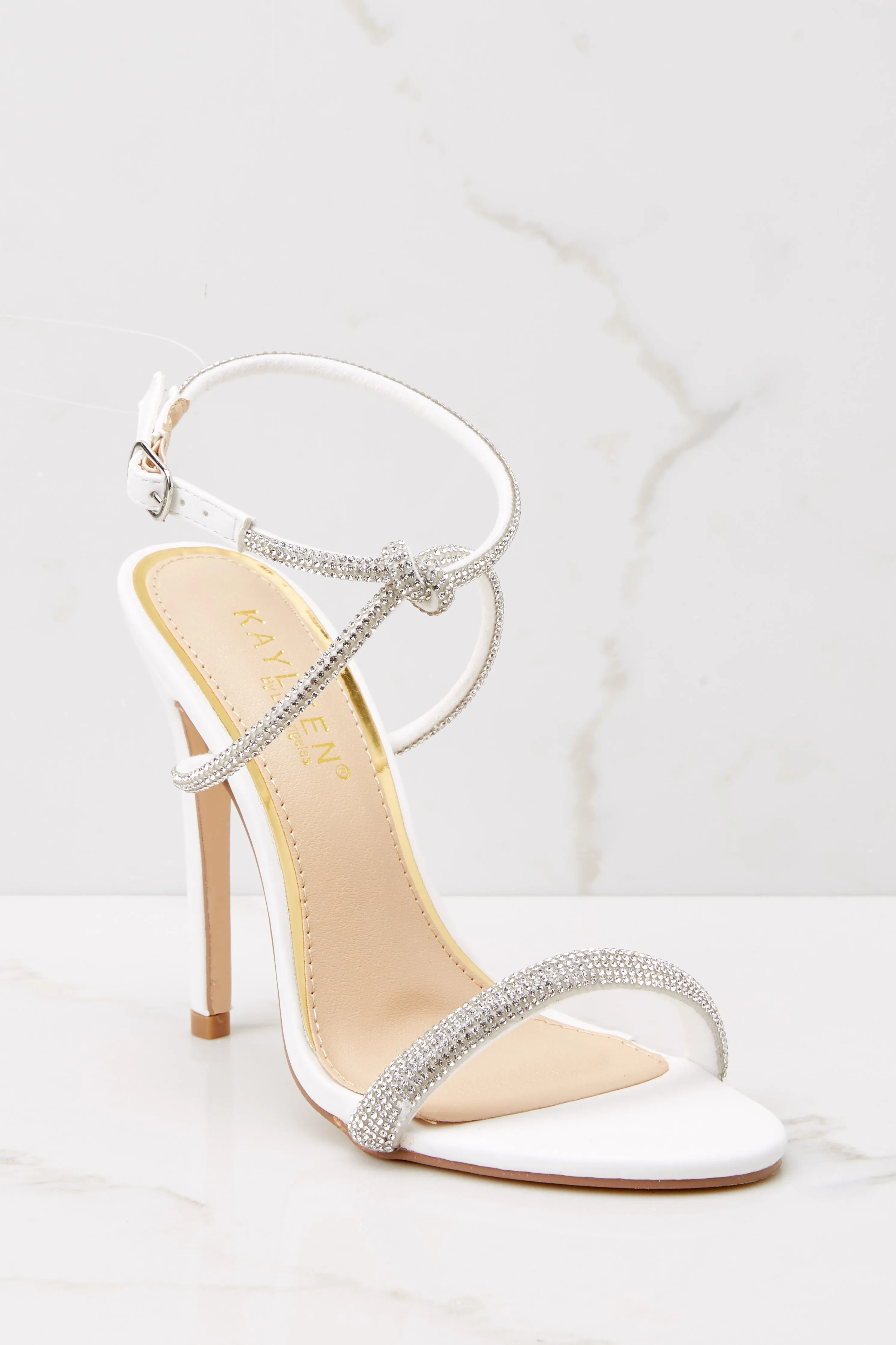 Dazzling Darling White Ankle Strap Heels