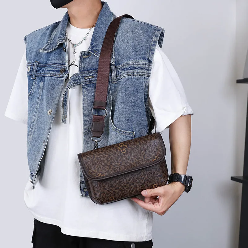 DUNNMALL Shoulder Bag Men's Fashion Small Square Bag Plaid Men's Bag Outdoor Messenger Bag Mobile Phone Bag Messenger Bag Men's Chest Bag