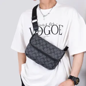 DUNNMALL Shoulder Bag Men's Fashion Small Square Bag Plaid Men's Bag Outdoor Messenger Bag Mobile Phone Bag Messenger Bag Men's Chest Bag