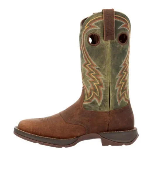 DURANGO MENS REBEL DARK CHESTNUT AND HUNTER GREEN WESTERN BOOT STYLE DDB0390