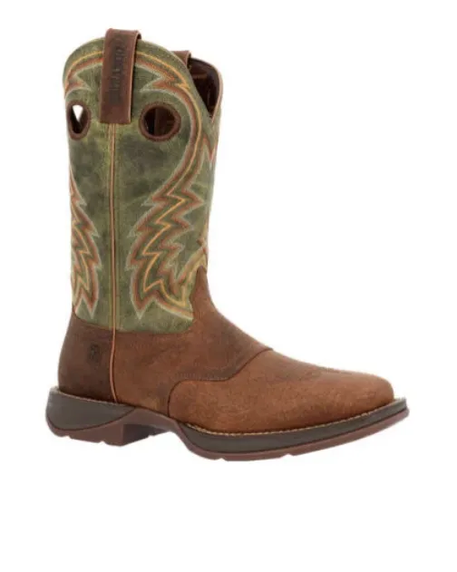 DURANGO MENS REBEL DARK CHESTNUT AND HUNTER GREEN WESTERN BOOT STYLE DDB0390