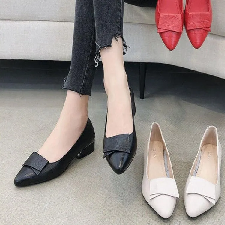 Elegant Cowhide Mid-Heel Shoes for Spring and Summer Women