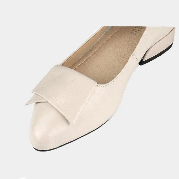 Elegant Cowhide Mid-Heel Shoes for Spring and Summer Women