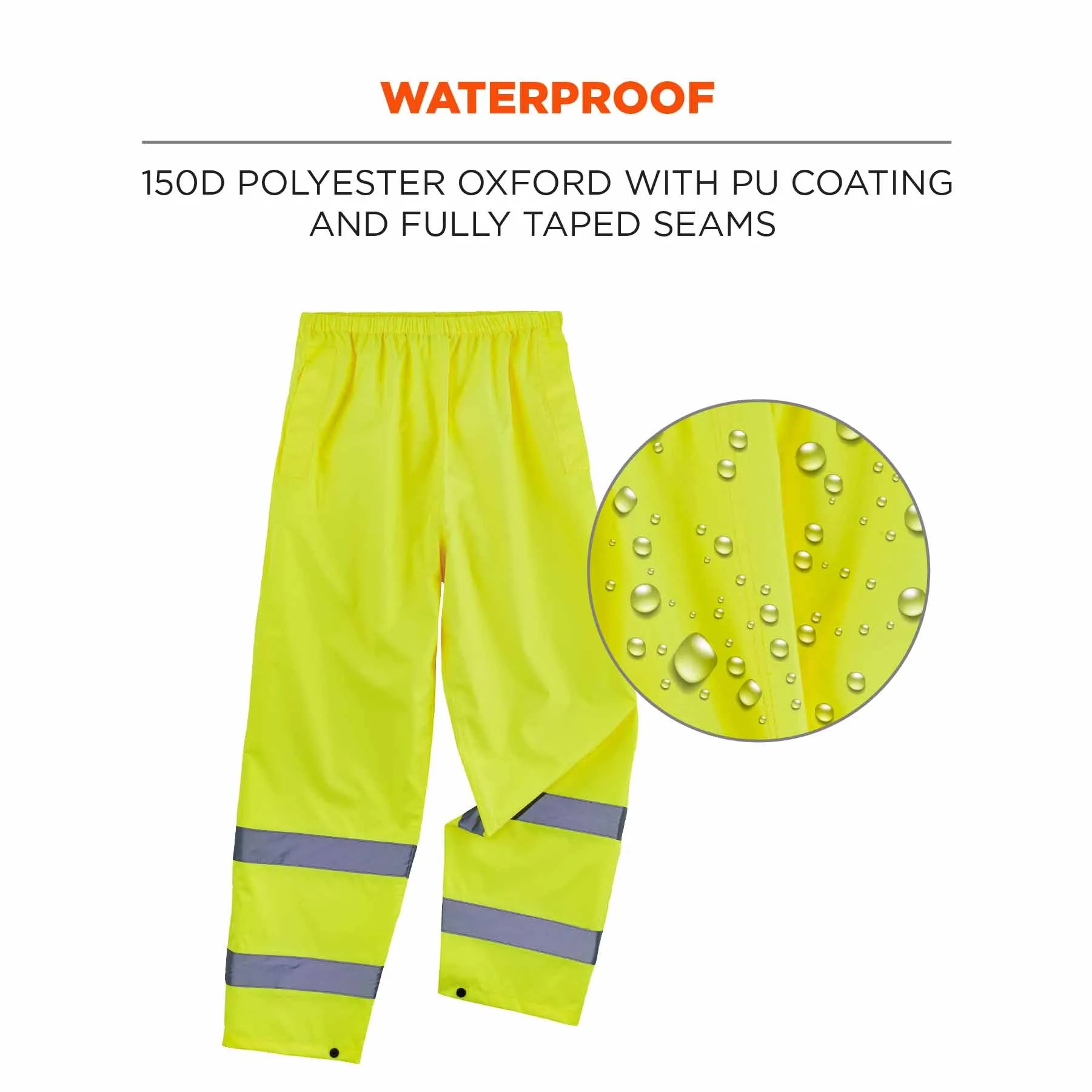 Ergodyne 25349 8916 5XL Lime Class E Lightweight Hi-Vis Rain Pants