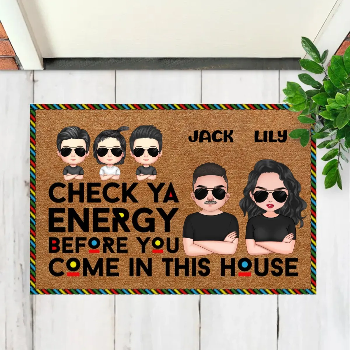 Family - Check Ya Enegry - Personalized Doormat