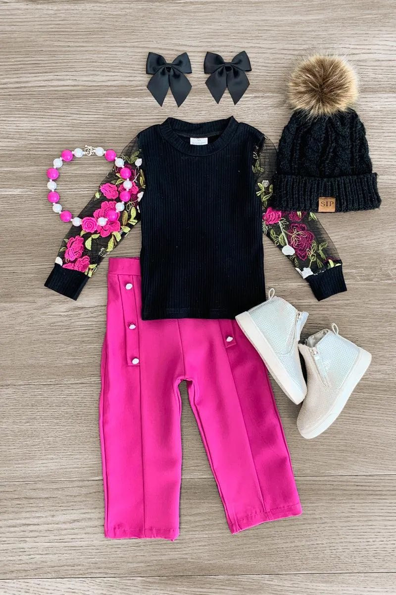 Floral Sleeve Trouser Set