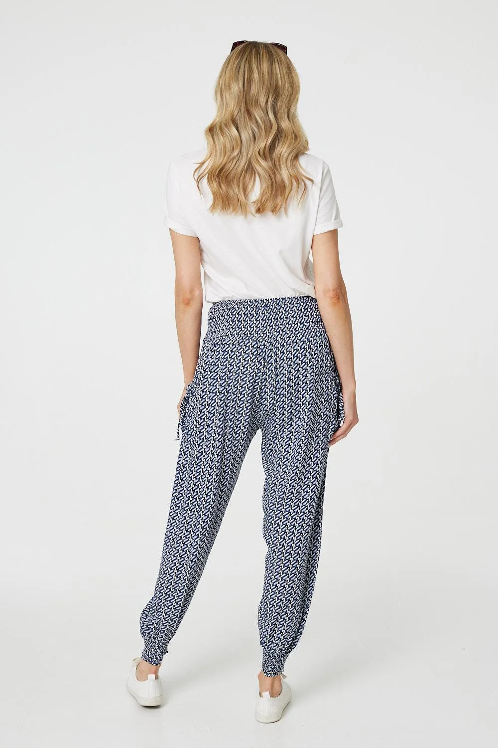 Geo Print Pocket Detail Harem Pants