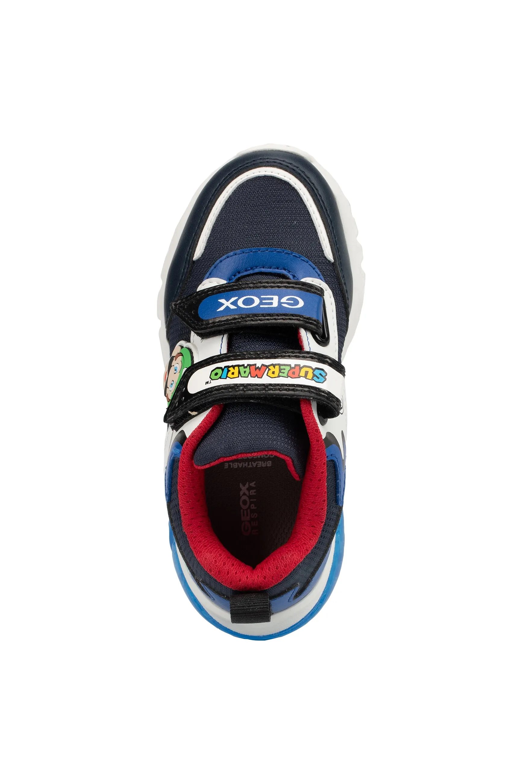 Geox Ciberdron Boys Navy Blue Super Mario Lights Trainer