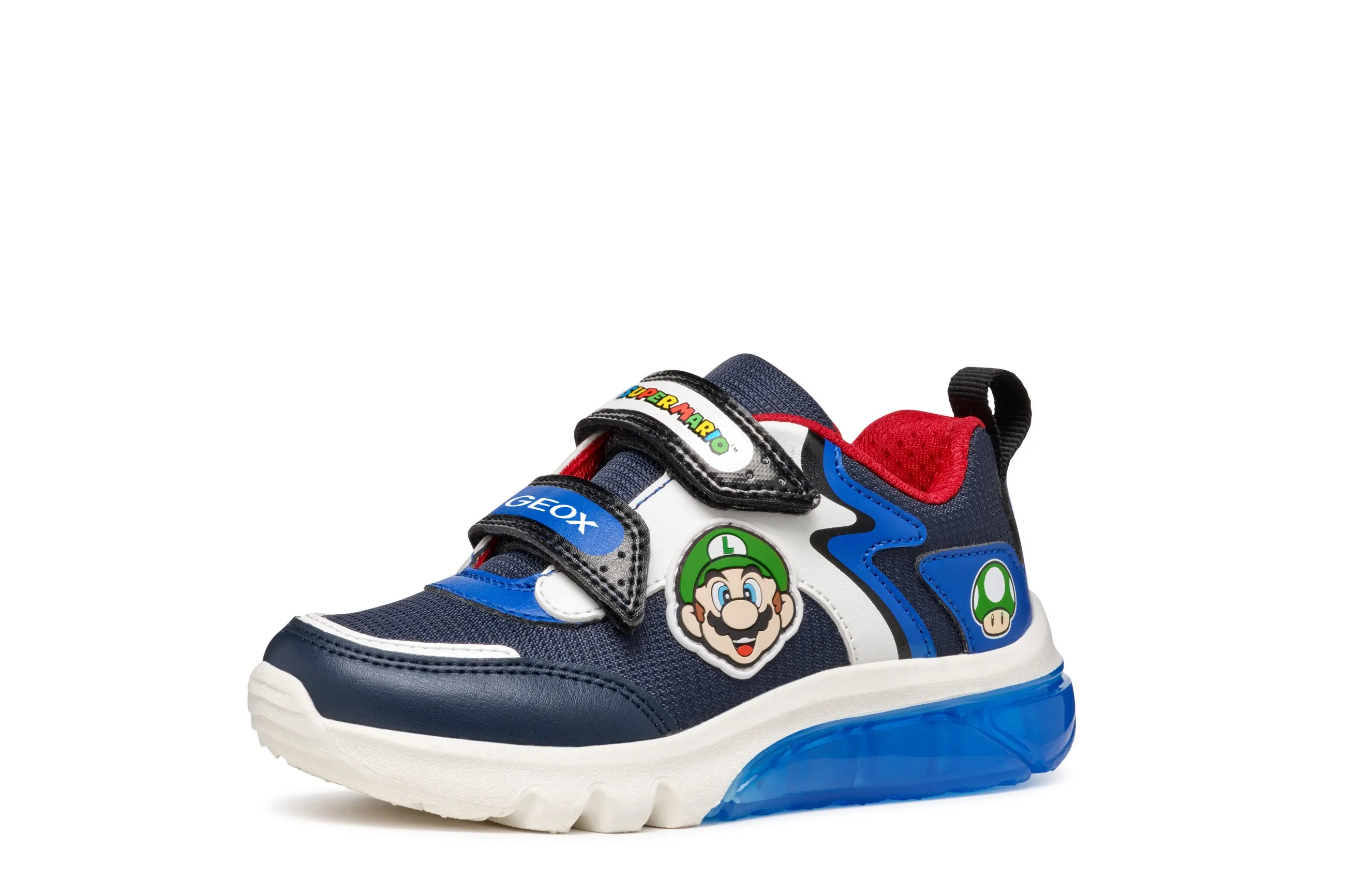 Geox Ciberdron Boys Navy Blue Super Mario Lights Trainer