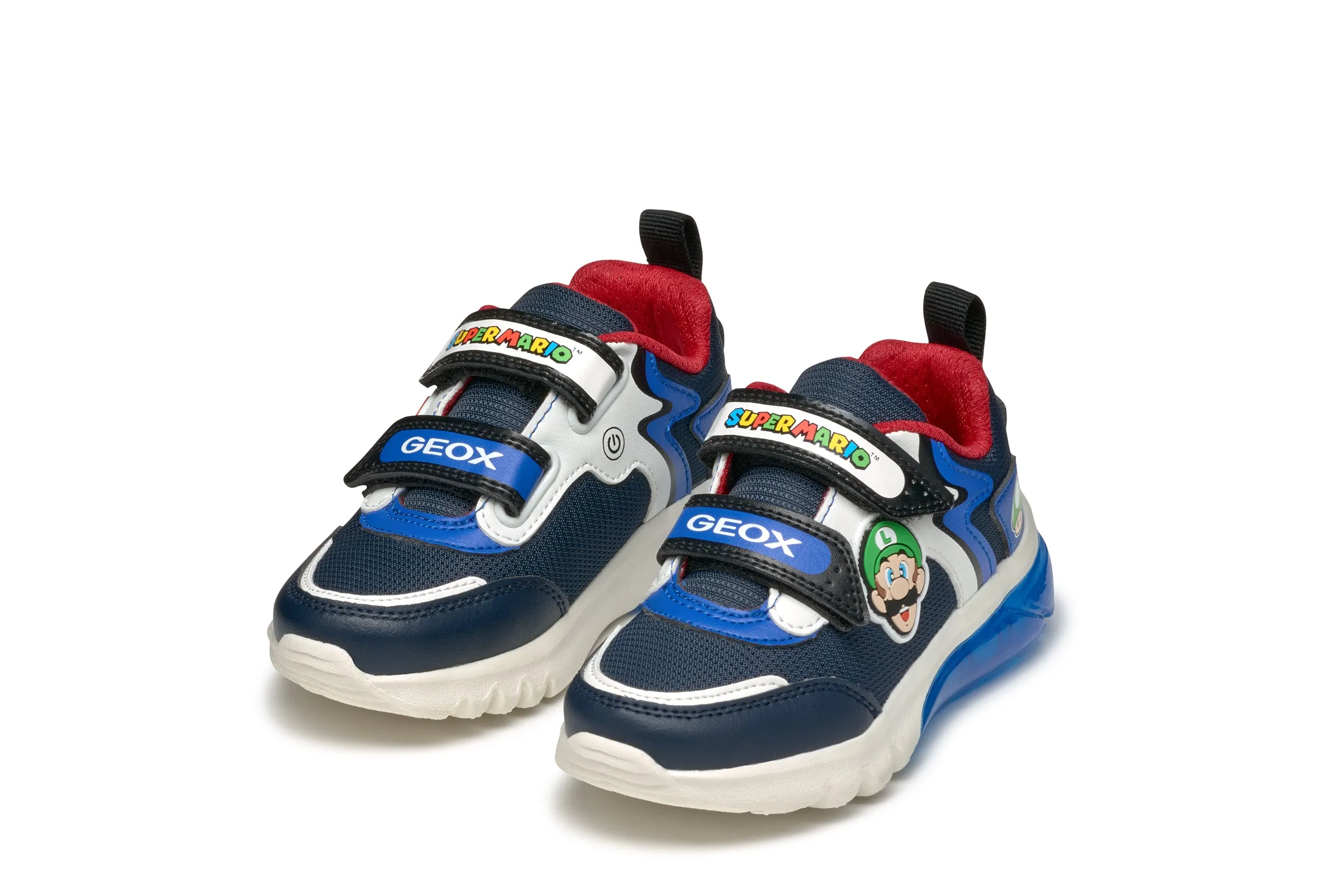 Geox Ciberdron Boys Navy Blue Super Mario Lights Trainer