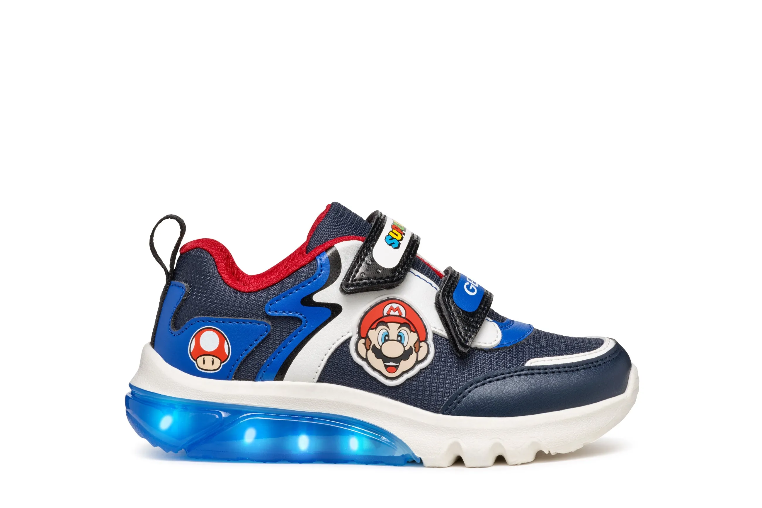 Geox Ciberdron Boys Navy Blue Super Mario Lights Trainer