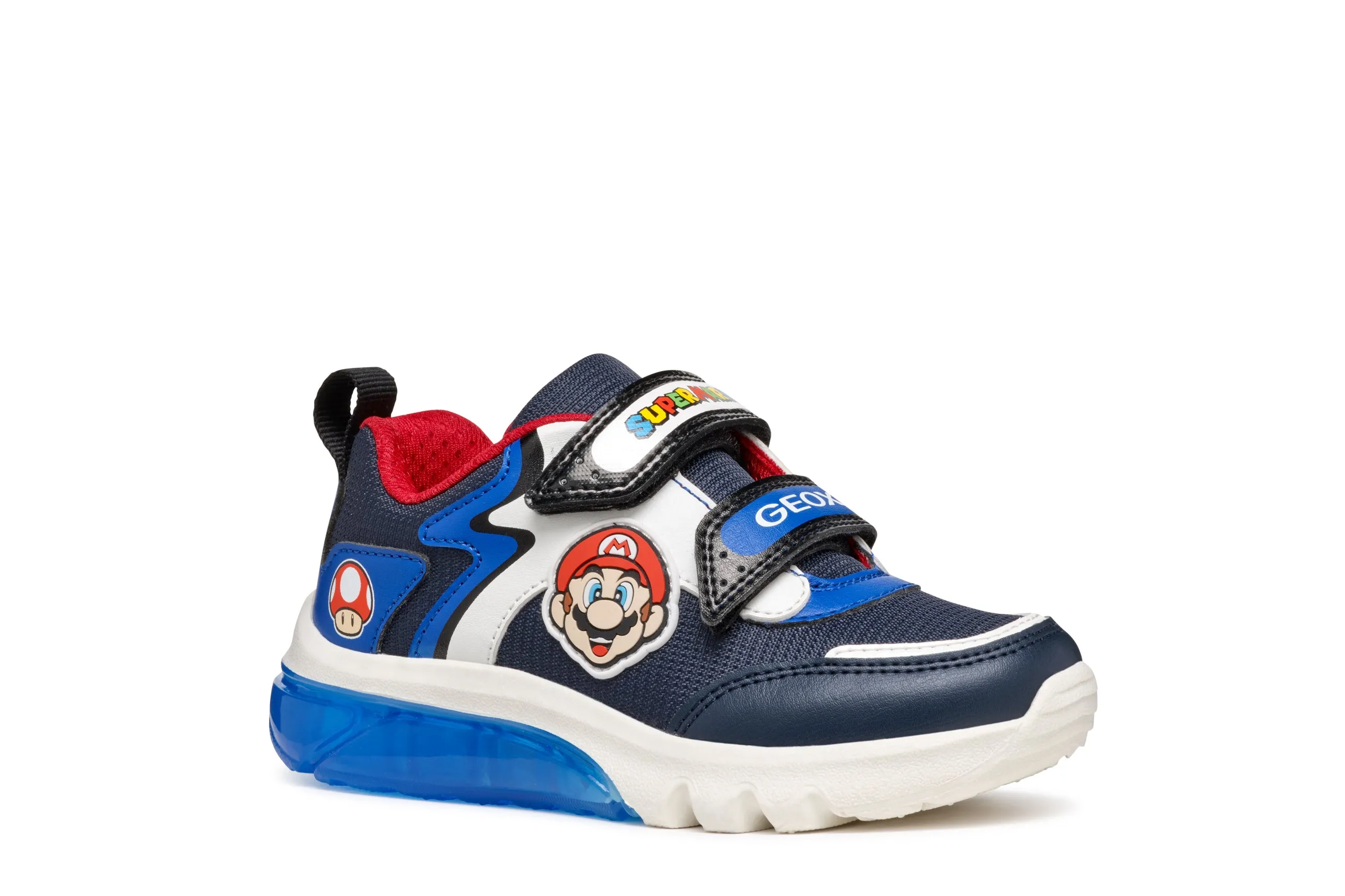 Geox Ciberdron Boys Navy Blue Super Mario Lights Trainer