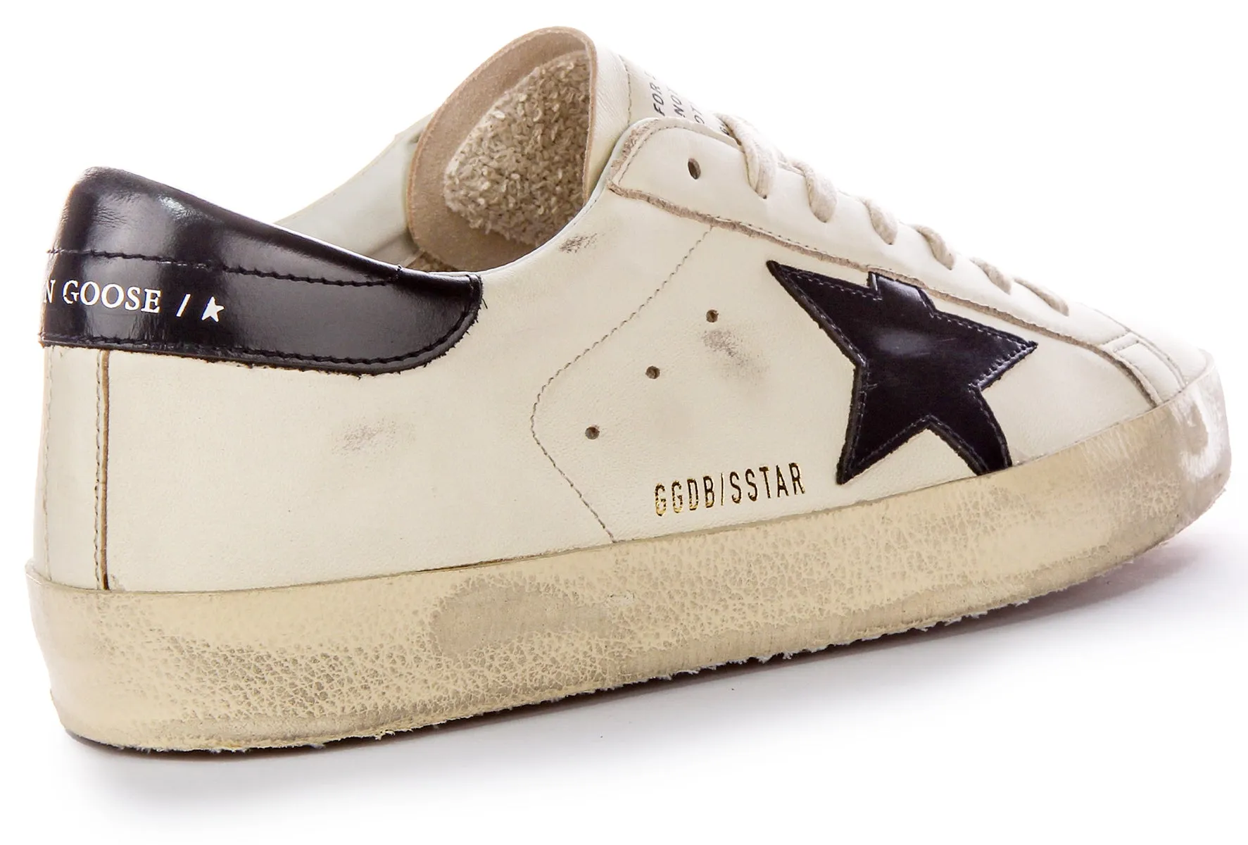 Golden Goose Super Star In Washed White Black For Men