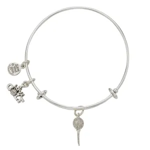 Golf Ball On Tee Charm Bangle Bracelet