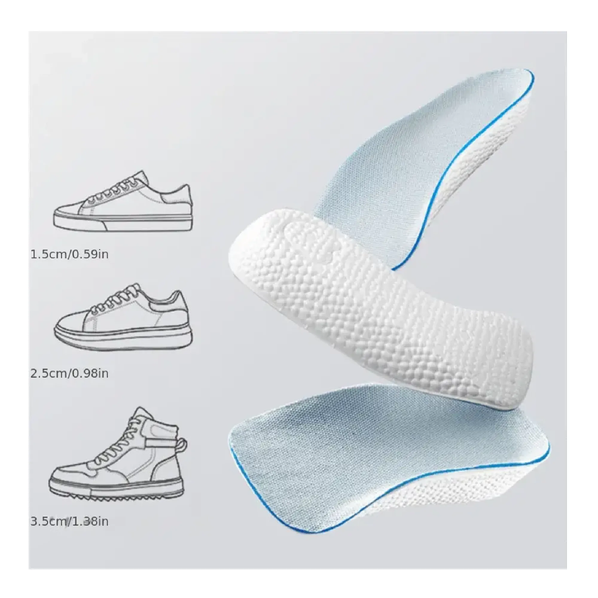 Height Increase Insoles For Men Women Shoes Flat Feet Arch Support Orthopedic Insoles Sneakers Heel Lift Memory Foam Shoe Pads