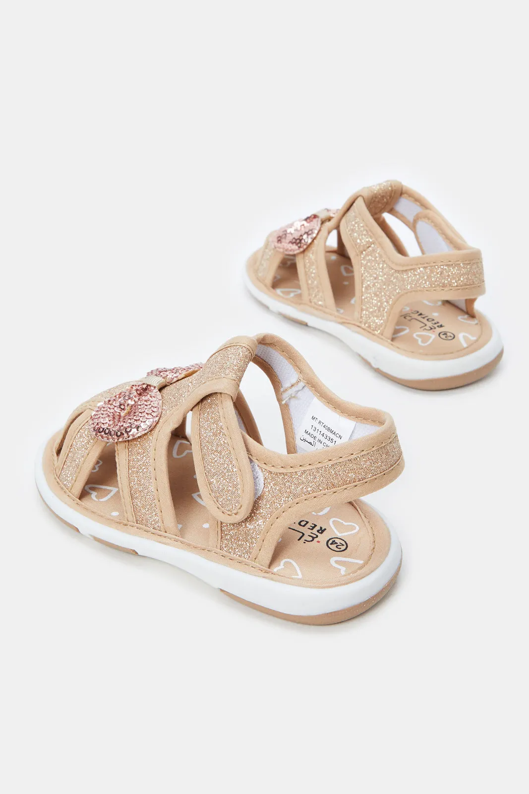 Infant Girls Gold Glitter Embellished Sandals