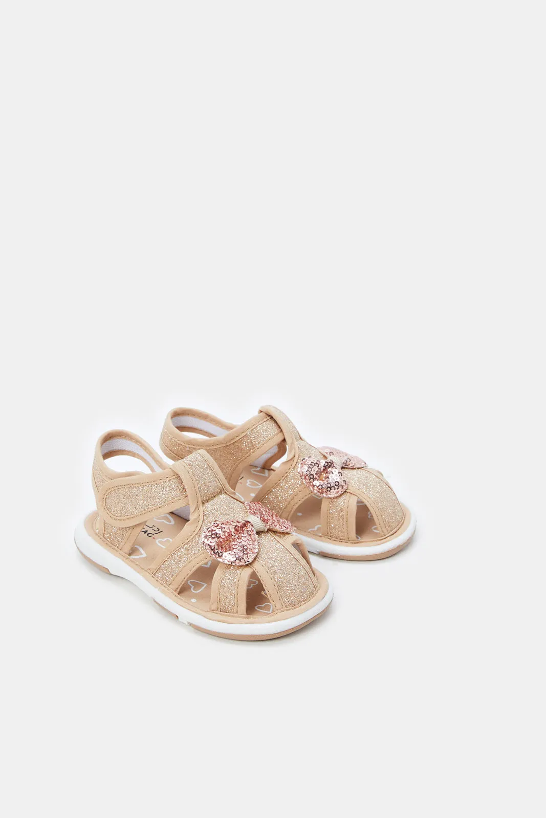 Infant Girls Gold Glitter Embellished Sandals