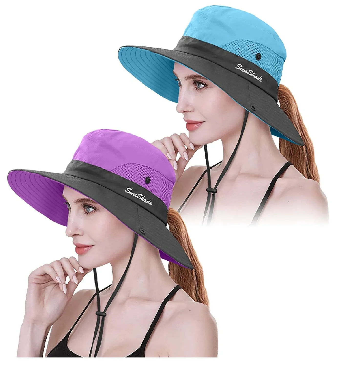 IYEBRAO | Women's 2 Pack Ponytail Sun Hat