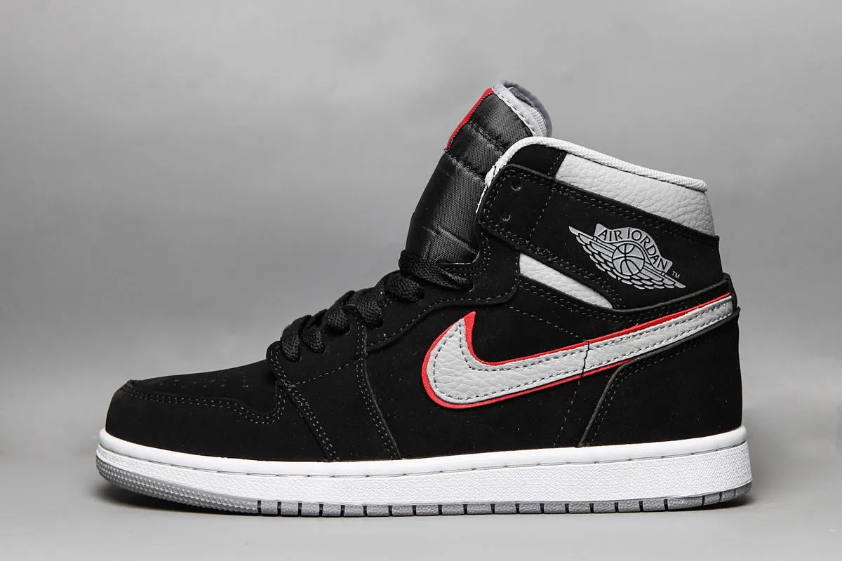 JORDAN 1 MID x BLACK PARTICLE GREY GYM RED