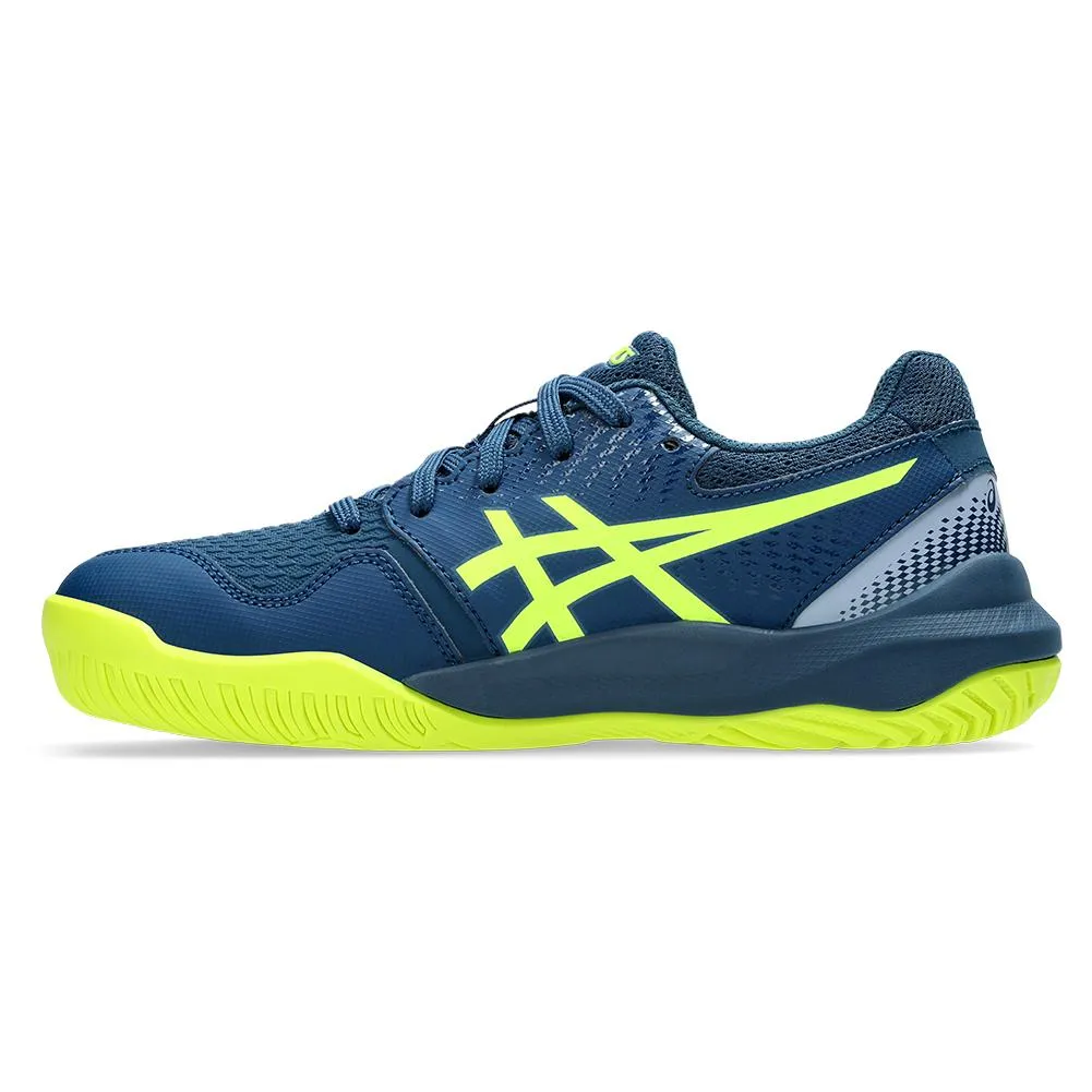 Juniors Gel-Resolution 9 GS Tennis Shoes Mako Blue and Safety Yellow