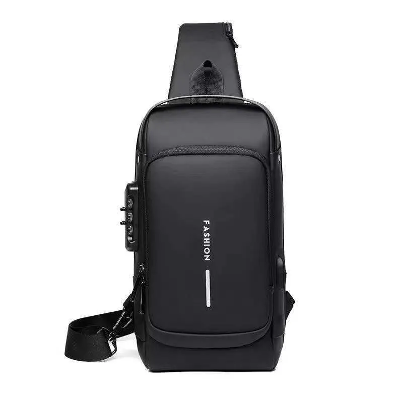 KAMAMES Cross-Border New Arrival Men's Chest Bag Large Capacity USB Charging Crossbody Bag PU Leather Outdoor Casual Bag Sports Fashionable Bag