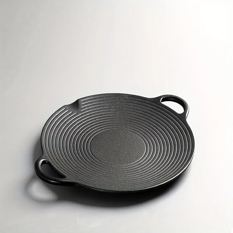 kkboxly 12" Thick Cast Iron Griddle for Korean BBQ, Teppanyaki & Baking - Indoor/Outdoor Use