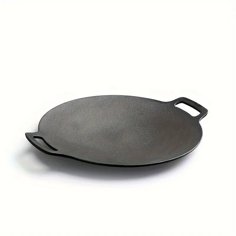 kkboxly 12" Thick Cast Iron Griddle for Korean BBQ, Teppanyaki & Baking - Indoor/Outdoor Use