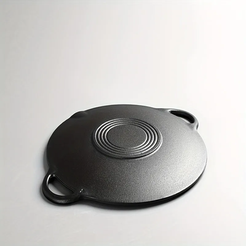 kkboxly 12" Thick Cast Iron Griddle for Korean BBQ, Teppanyaki & Baking - Indoor/Outdoor Use