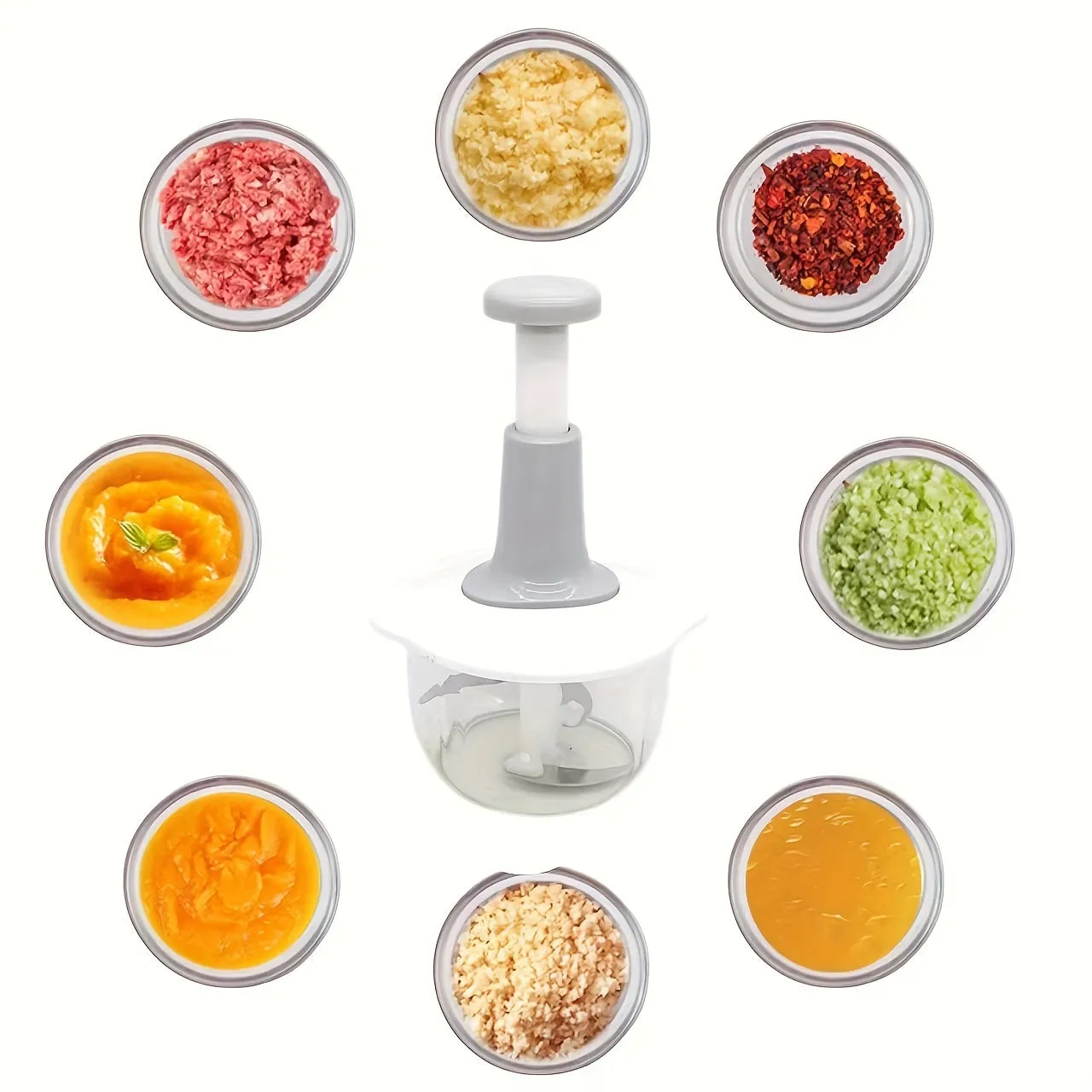 kkboxly Versatile 50.72oz Manual Food Processor - Stainless Steel Vegetable Crusher, Garlic Masher & Meat Grinder - Easy Clean, Perfect for Home Kitchens & Outdoor Camping