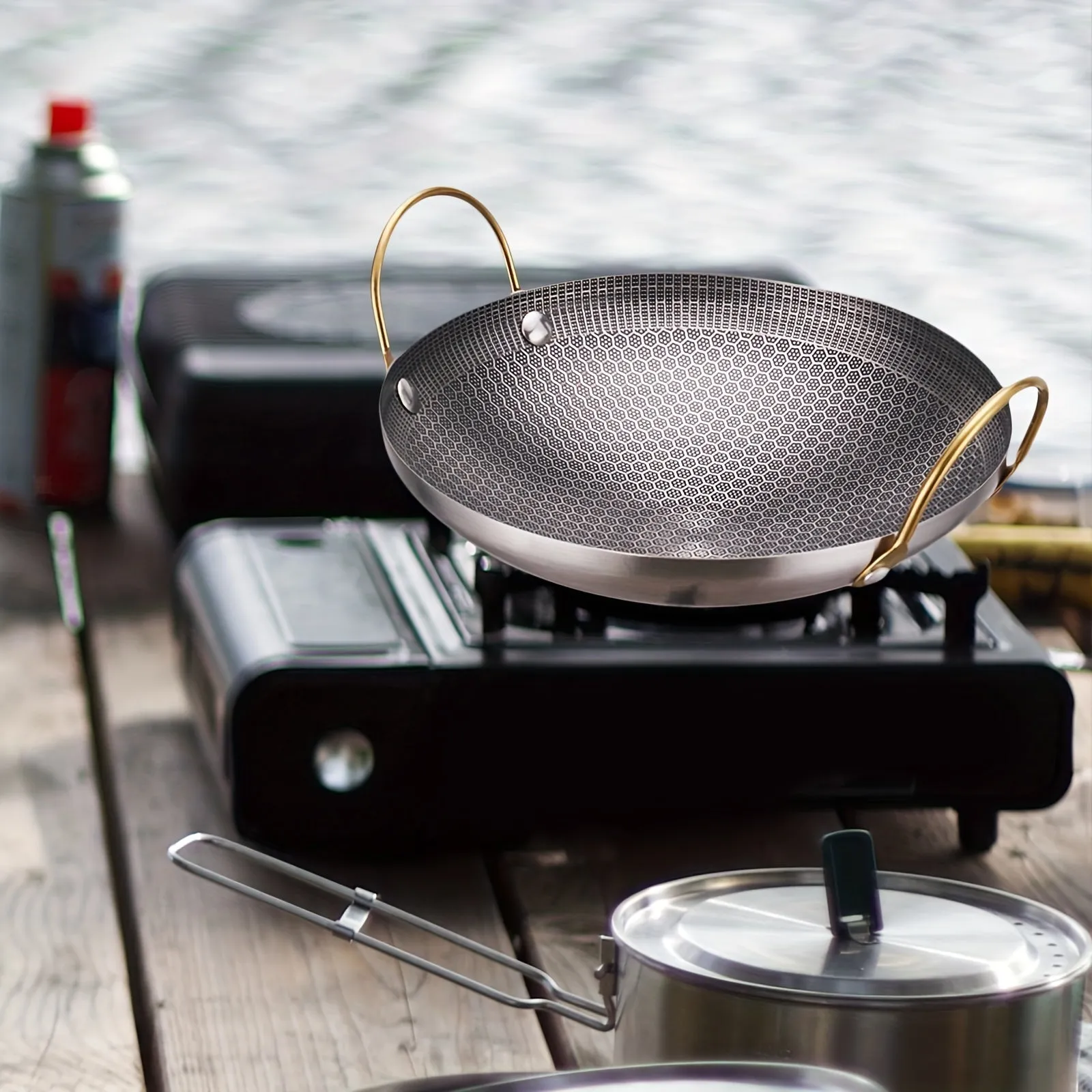 kkboxly Versatile Non-Stick Stainless Steel Griddle - Perfect for Outdoor BBQs, Camping & Hiking | Easy Clean Cookware