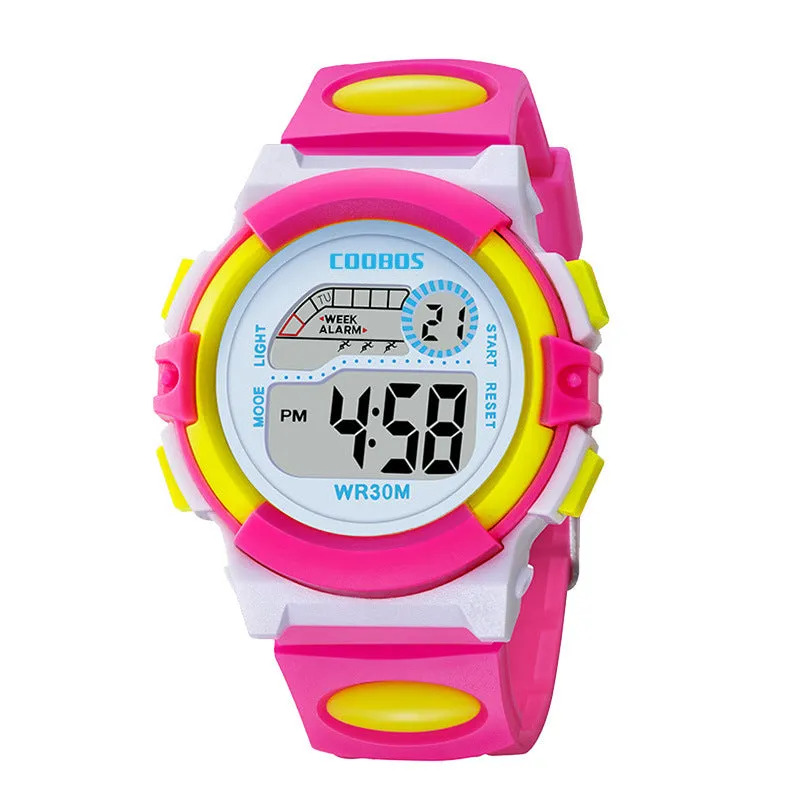 Kubaoshi Children's Watch Korean Style Children's Electronic Watch Luminous Boys and Girls Multi-Functional Waterproof Student Sport Watch