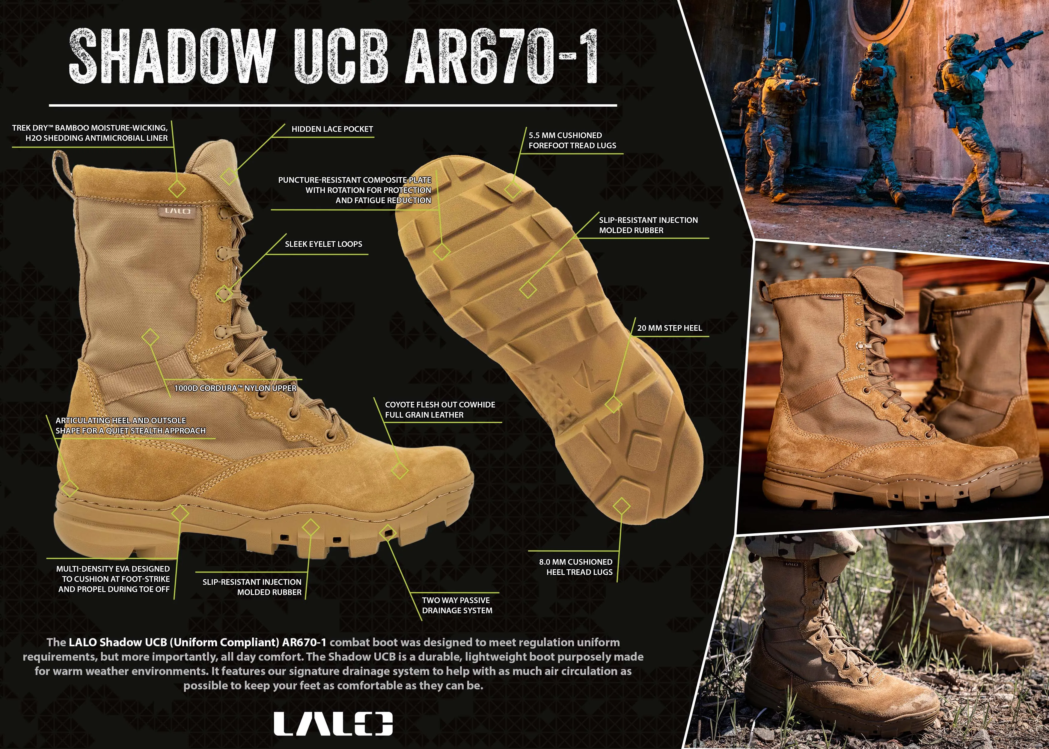 LALO SHADOW UCB 9" Boots (AR670-1) Coyote - 1ML072