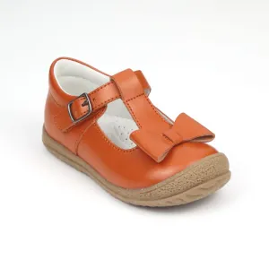 L'Amour Girls Spicy Orange T-Strap Bow Mary Janes