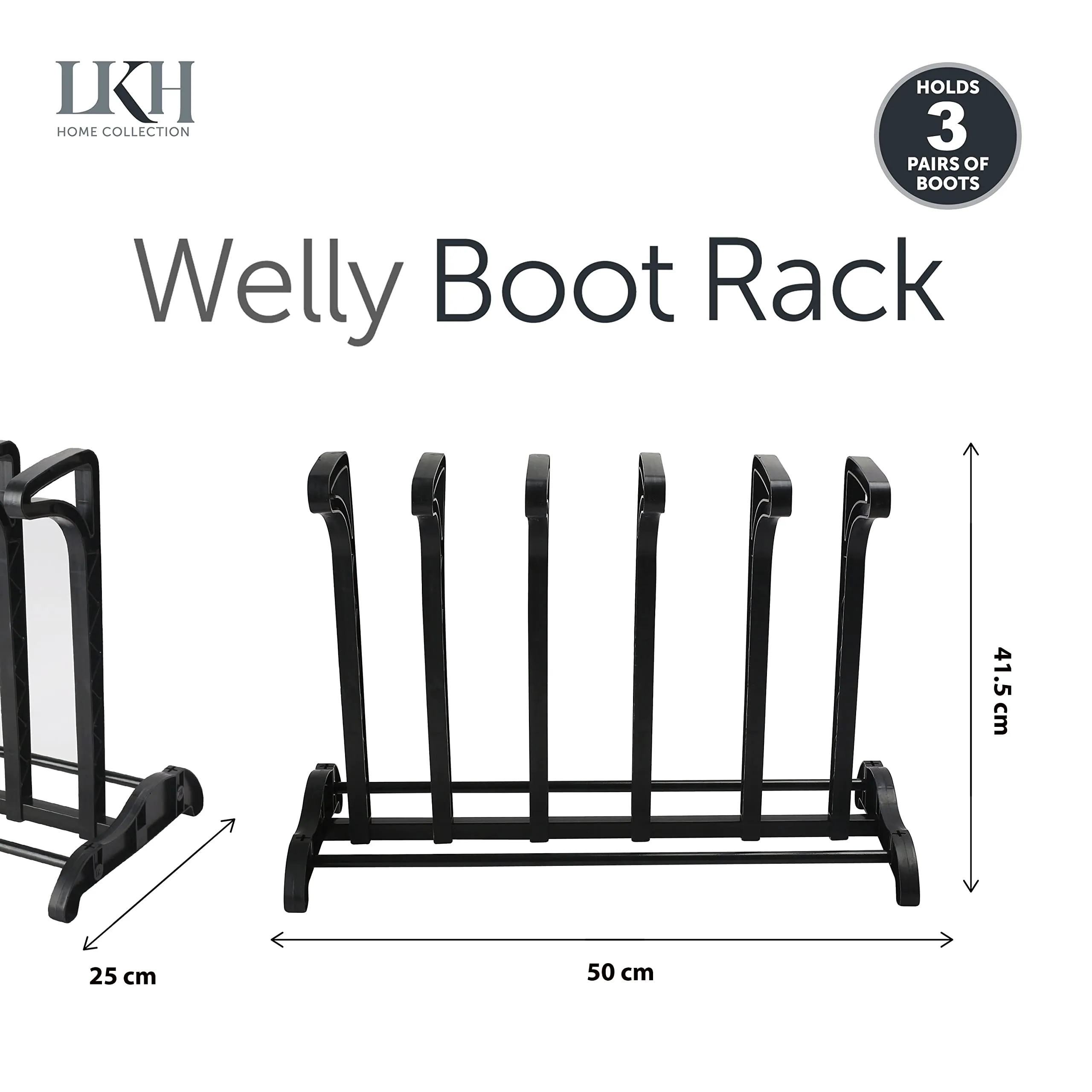 LKH Welly Boot Rack Holds 3 Pairs Free Standing Artistic Rack With Swirls Shape Wellington Boot Stand Organiser For Bedroom Hallway Indoor & Outdoor Easy To Assemble