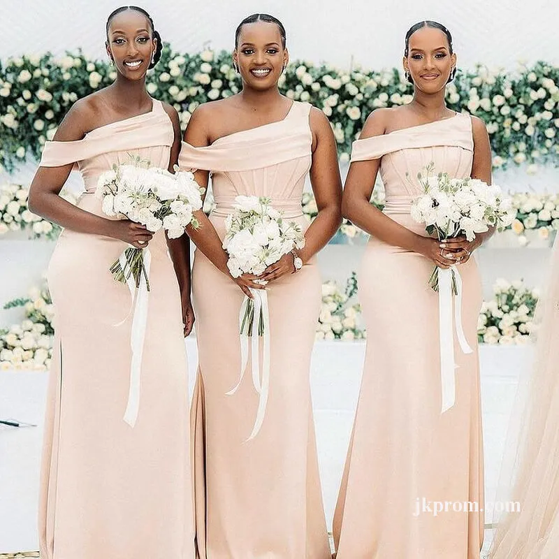 Long Trumpet Bridesmaid Dress Styles,Champagne Wedding Guest Dresses