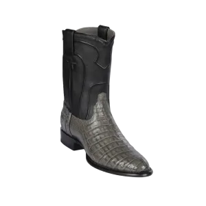 Los Altos Boots Men's Original Caiman Belly Roper Toe Gray Boots