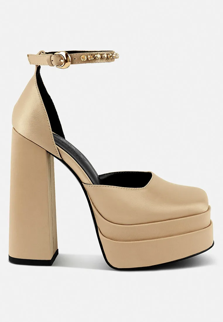 MARTINI Latte Sky High Platform Sandals