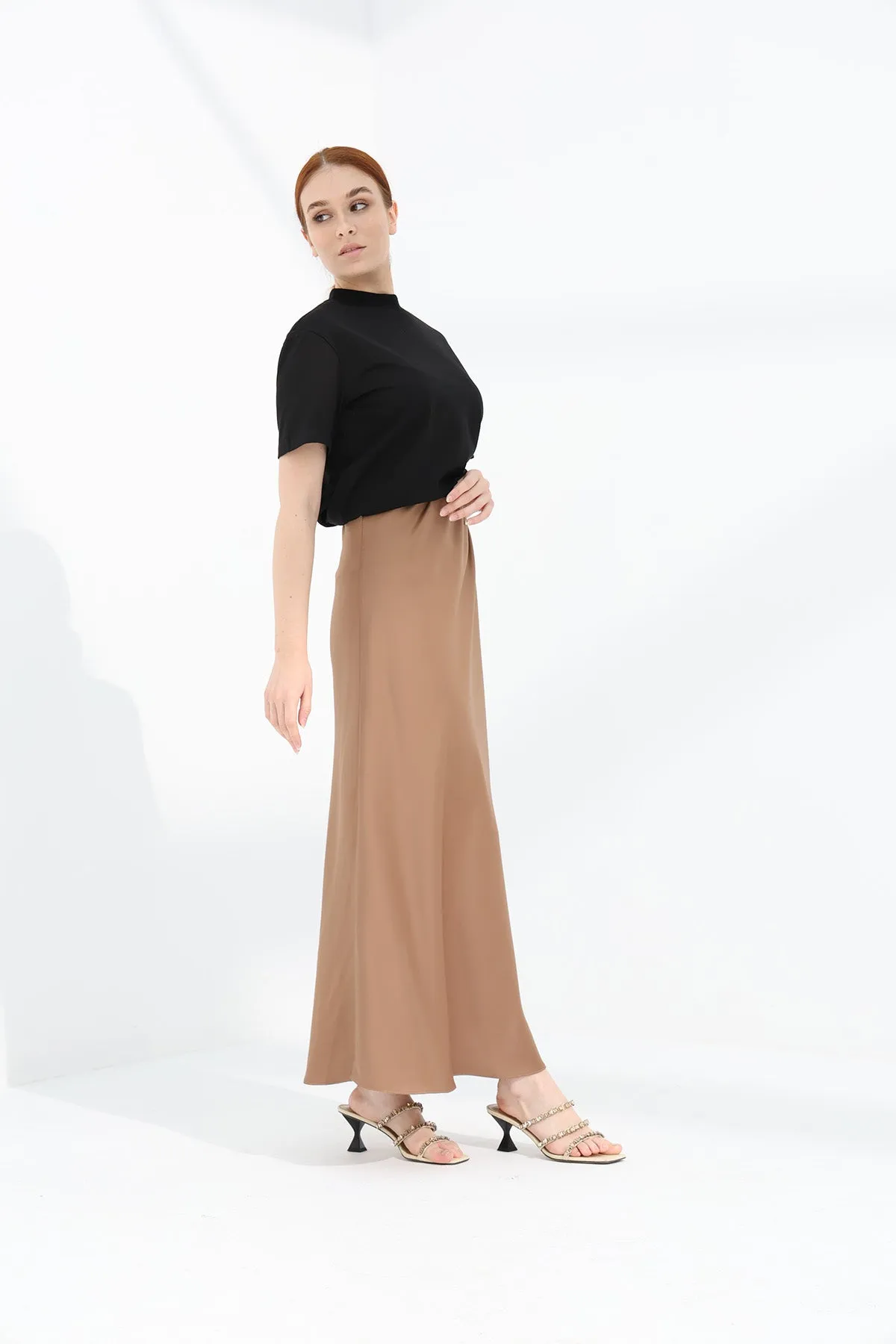 Maxi Slip Skirt - Camel