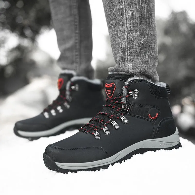 Men Waterproof Lace-Up Front Thermal Lined Hiking Boots