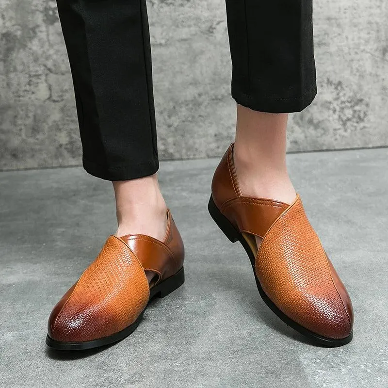 Men's Formal Shoes: Leather Hollow Out Sandals Loafers - TSS187