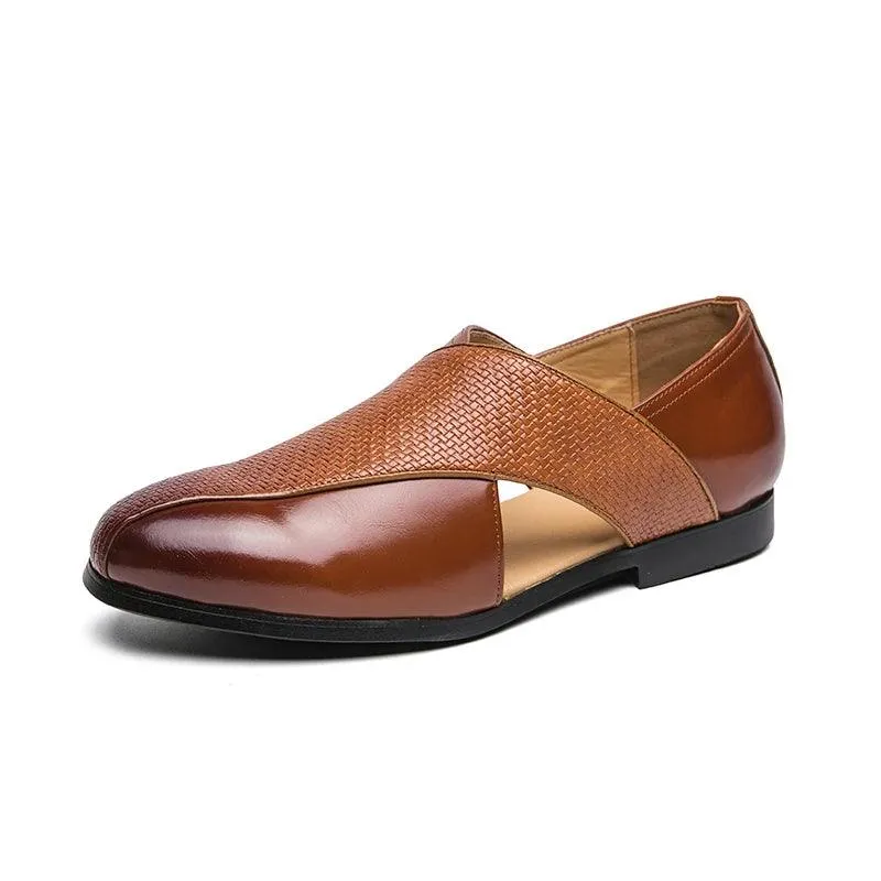 Men's Formal Shoes: Leather Hollow Out Sandals Loafers - TSS187