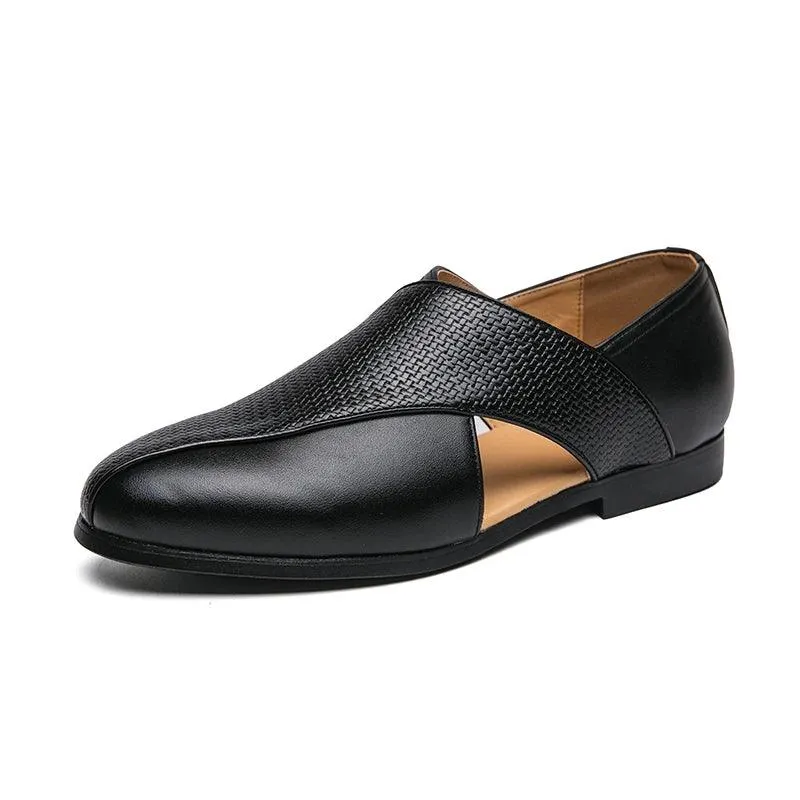 Men's Formal Shoes: Leather Hollow Out Sandals Loafers - TSS187