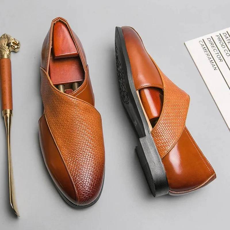 Men's Formal Shoes: Leather Hollow Out Sandals Loafers - TSS187