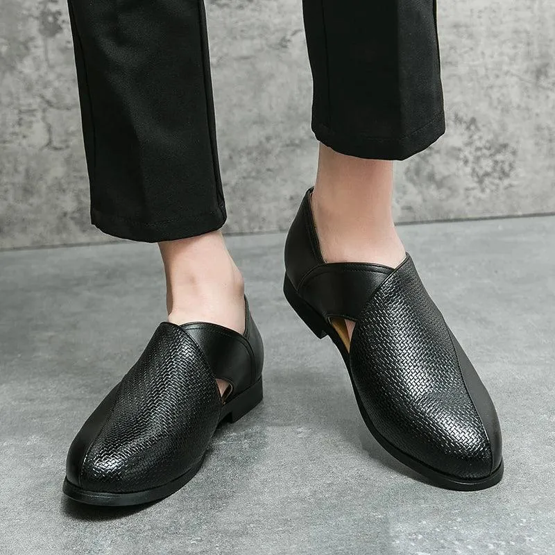 Men's Formal Shoes: Leather Hollow Out Sandals Loafers - TSS187