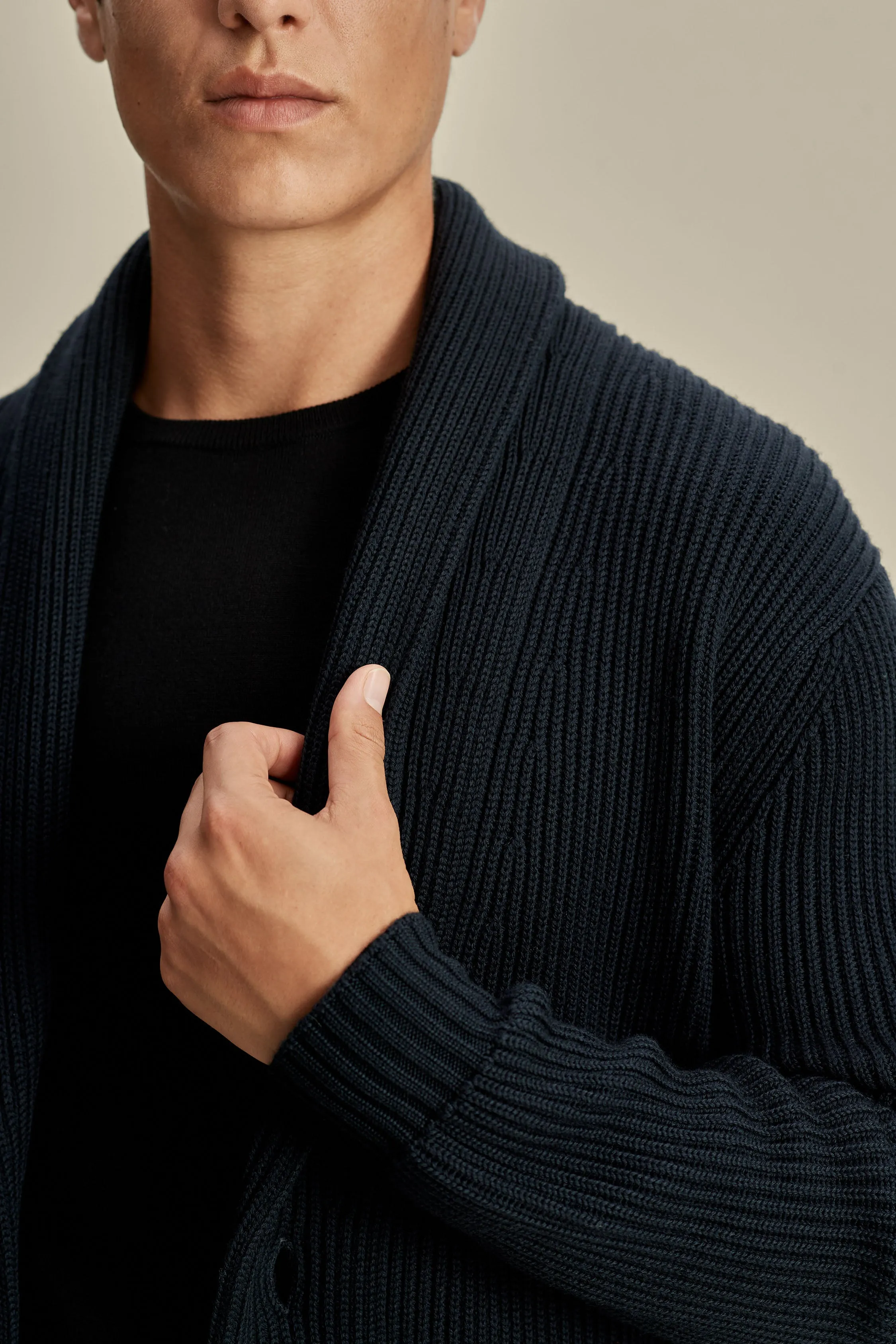 Merino Wool Single Breasted Shawl Cardigan