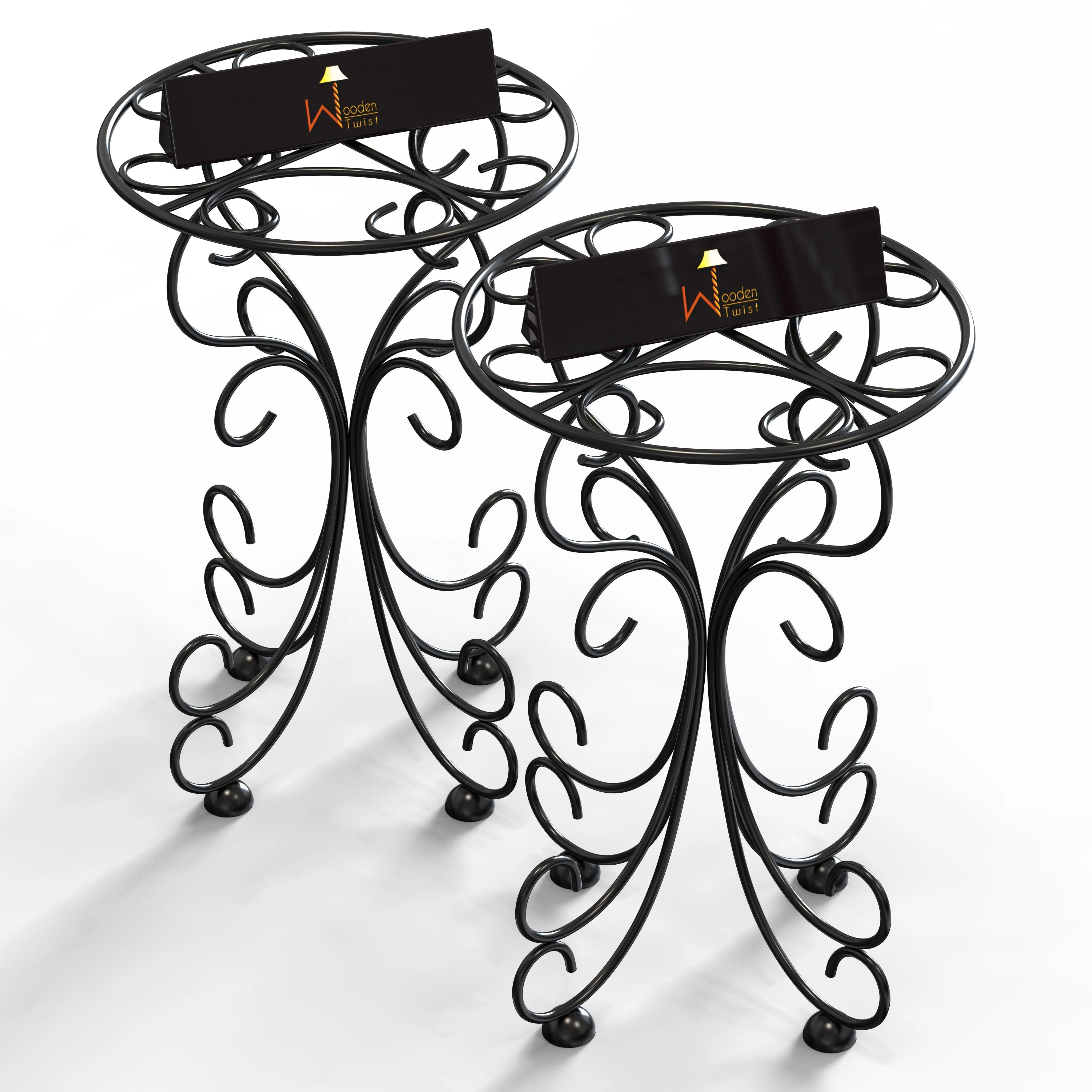 Metal Plant Stand Patio Indoor Outdoor Wrought Iron/Flowers Planter Shelf (1 Tier Black)