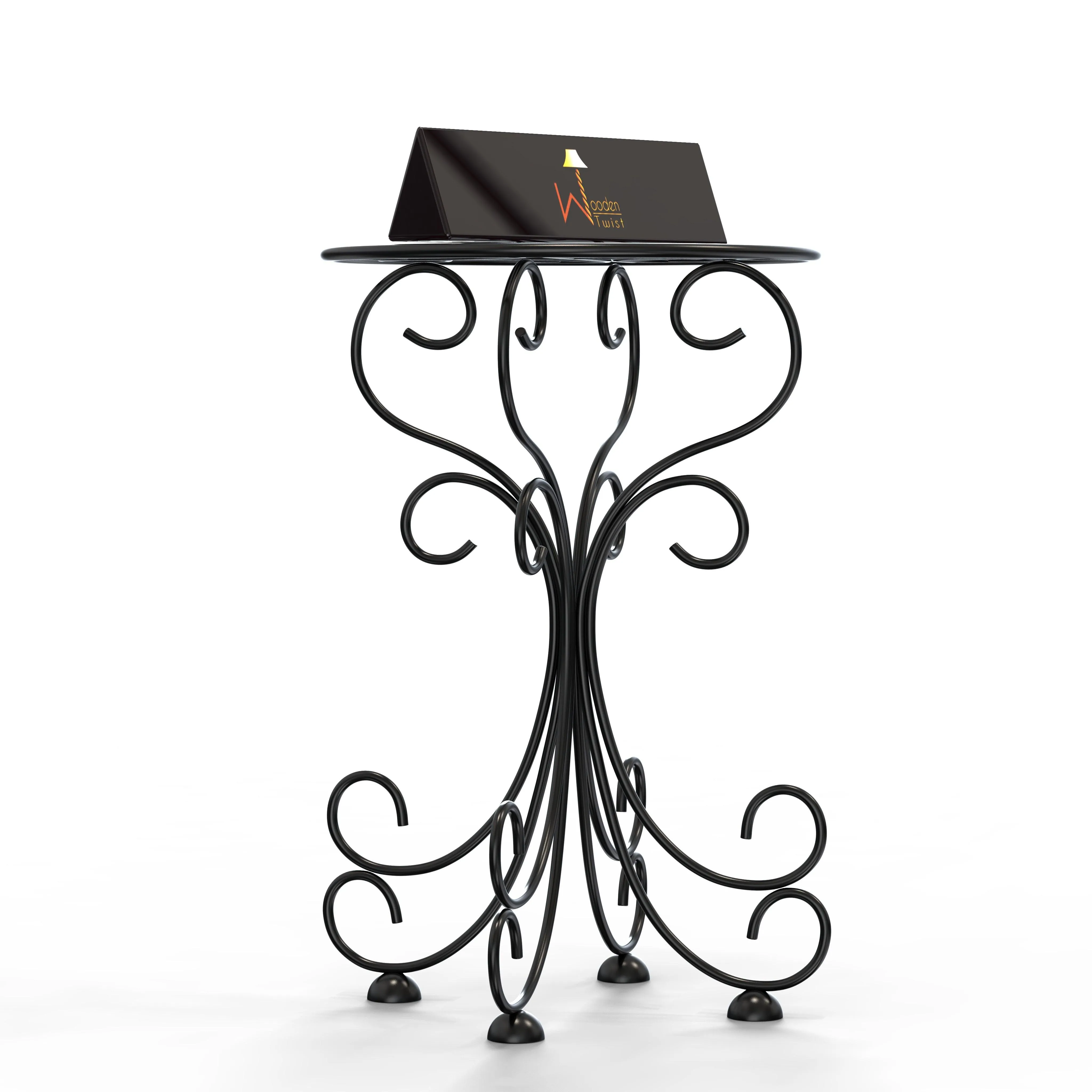 Metal Plant Stand Patio Indoor Outdoor Wrought Iron/Flowers Planter Shelf (1 Tier Black)