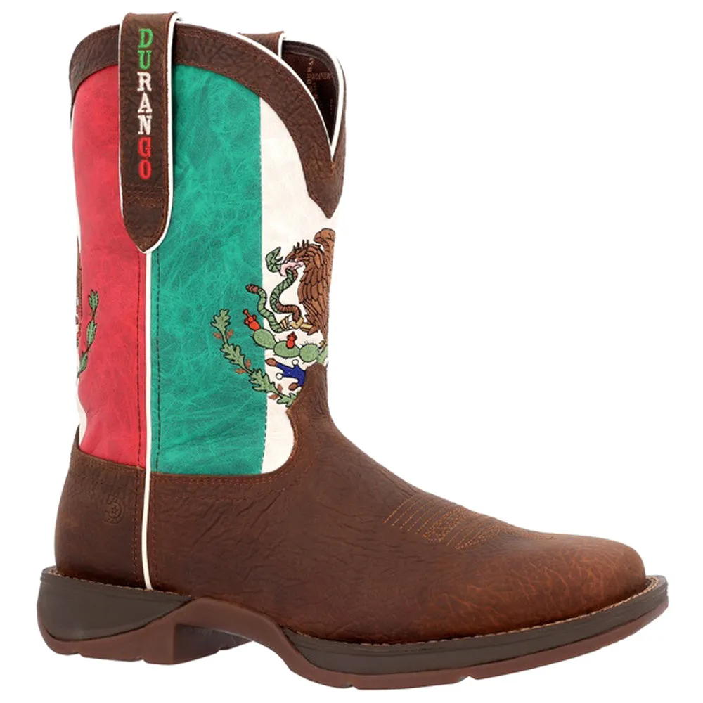 Mexico Flag Non Safety Square Toe Cowboy Boots