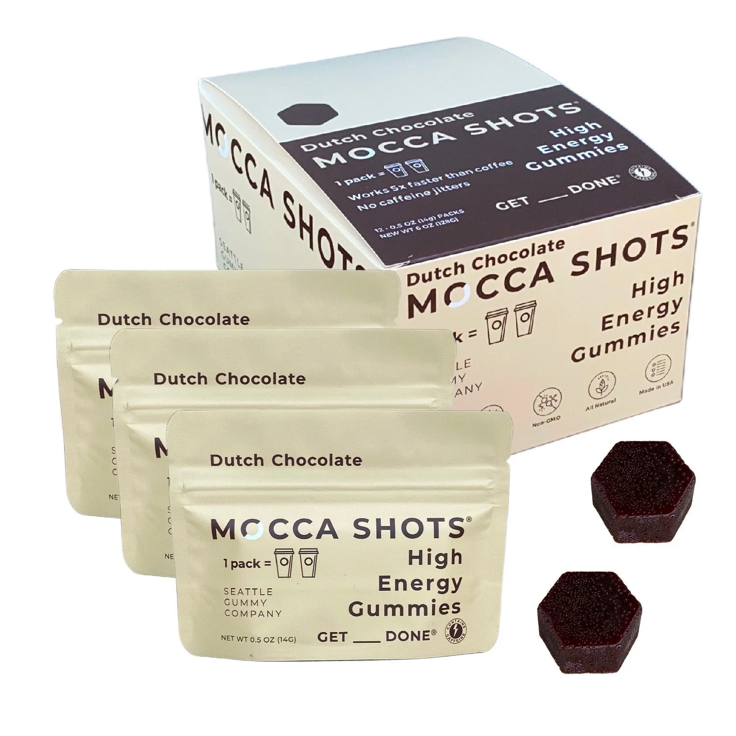 Mocca Shots Dutch Chocolate Caffeine Gummy 12-pack 12x2 shots