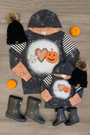 Mom & Me - Skeleton Leopard Pumpkin Hoodie